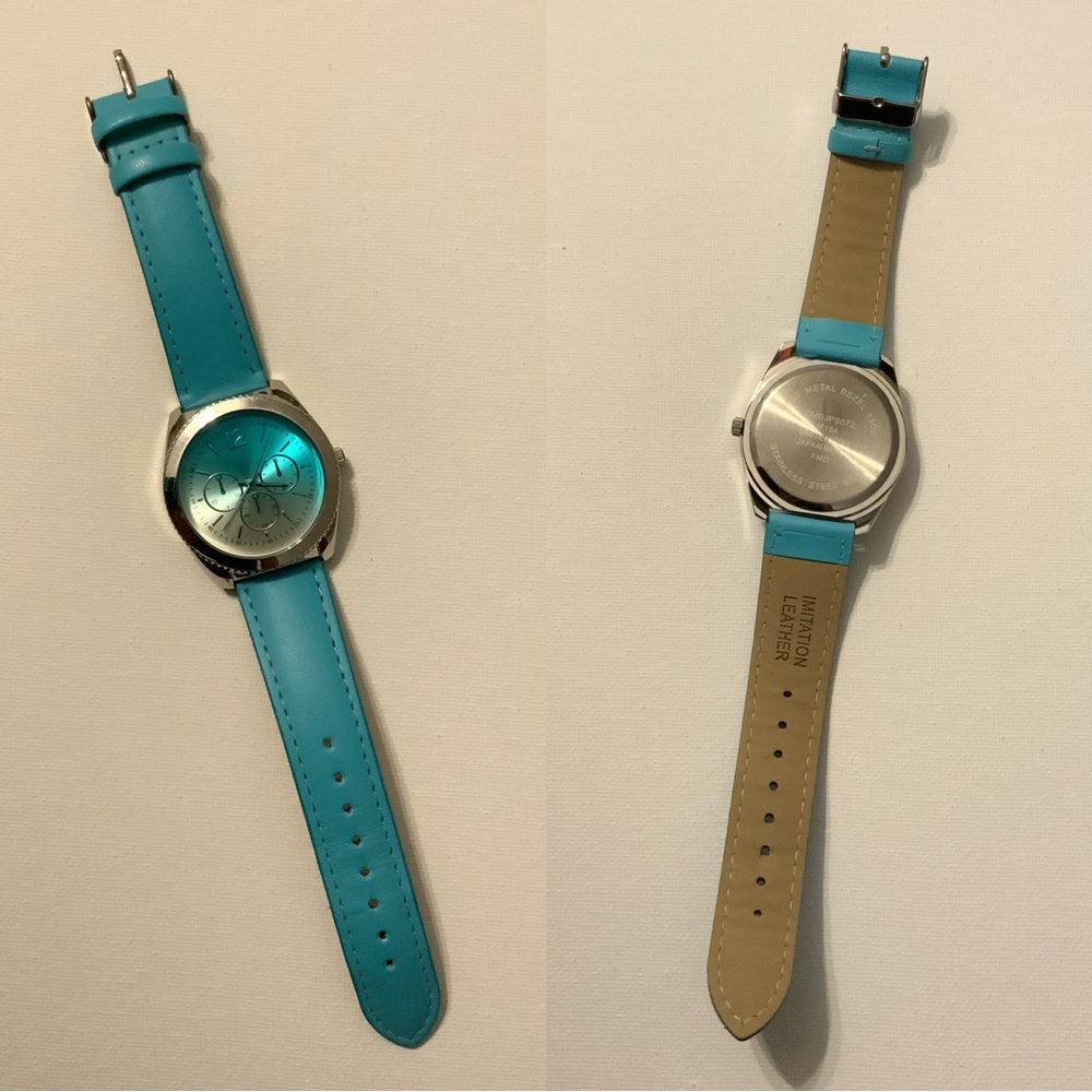 Blue Faux Leather Watch